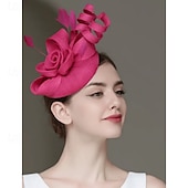 billige Coiffer-Hodepryd Linfrø Fedora Bryllup Aftenselskap Te Fest Hesteløp cocktail Elegant Årgang søt stil Med Fjær Hodeplagg Hodeplagg