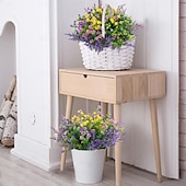 cheap Artificial Plants &amp; Flowers-24pcs Artificial Flowers for Outdoors, UV Resistant Faux Plants, Outdoor Artificial Flower Arrangement, Plastic Fake Flowers for Garden Patio Decoration