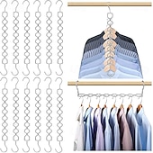cheap Home Storage &amp; Hooks-6 Pack Space Saving Hangers for Clothes Heavy Duty 30Lbs Capacity Magic Collapsible Clothes Space Saver Metal Hanger Organizer with 360 Swivel Hook Closet Organizers Storage Dorm Room Essentials