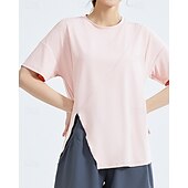 cheap Women&#039;s Shirt-US Open Women&#039;s Tops Sport Shirt Tennis Shirt Short Sleeve Split Side Split Tennis Golf Pickleball Crew Neck Solid Colored Top Black White Pink Tennis Clothing