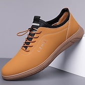 baratos Casual-tênis casual bege com cadarço para homens - calçados confortáveis para o dia a dia para passeios casuais