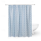 economico Tende doccia-Tende da doccia per bagno tenda da doccia in poliestere con motivo a strisce in tessuto waffle e occhielli in metallo e ganci in plastica 180cm*180cm (70&quot;*70&quot;)