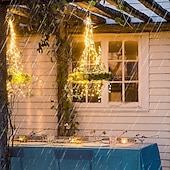 voordelige Zonne-lichtslingers-zonne-energie wijnstokken tak led outdoor string light set 2m x 5 branch 100led outdoor waterdichte tuinhek boom led flexibele string fairy branch light yard guirlande patio tuin decoratie verlichting