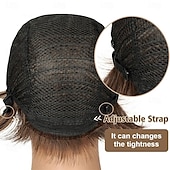economico parrucca più vecchia-Parrucche per capelli corti da donna, parrucca castana pixie bob, parrucca pixie cut da donna, parrucche sintetiche con frangia per uso quotidiano o cosplay.
