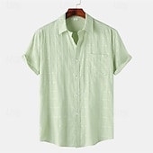 economico camicia da uomo con bottoni-Per uomo Camicia Camicia Estiva Camicia casual Camicia da Spiaggia Camicia con Bottoni Nero Verde chiaro Viola Arancione Azzurro Manica Corta Semplice Bavero Vacanza Camicia hawaiana Abbigliamento