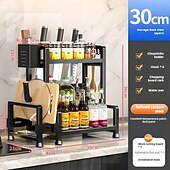 preiswerte Küchen-Aufbewahrung-Küchenregal aus Metall, multifunktionaler Gewürz- und Messeraufbewahrungs-Organizer, Schneidebrett, Utensilien-Organizer, robust &amp;einfach zu montieren, ideal für Gewürze, Würzmittel, Utensilienständer