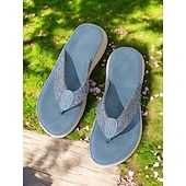 billiga Komfortsandaler-flip flop-sandaler för kvinnor med vadderad sula – avslappnade lätta slip-on skor för sommarpromenader och stranddagar