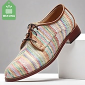 billiga Texturerade vävskor-mäns flerfärgade vävmönster oxford skor – retro casual klänning skor för kreativa proffs och helgevenemang
