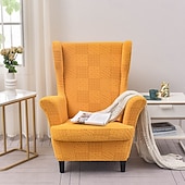 economico Rivestimento sedia wingback-Copertura per poltrona a orecchioni Geometrico Stampato e jacquard Poliestere Copriletto