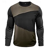 preiswerte Lässige T-Shirts für Herren-Herren T Shirt Henley Hemd T-Shirt Kurzarmshirt Langarm Rundhalsausschnitt Frühling &amp; Herbst Einfach Mode Designer Basic Patchwork Urlaub Straße Ausgehen Armeegrün Grau Top T-Shirt für Herren
