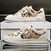 お買い得  メンズスニーカー-織り模様のメンズベージュ＆マルチカラーウォーキングシューズ - カジュアルやバケーションに最適なトレンドスニーカー