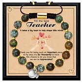 baratos Temporada de Formatura-Pulseira de agradecimento ao professor, linda pulseira de argila ploymer feita à mão, amor, ensino, inspiração, carta, pulseira elástica com contas para mulheres, joias de volta às aulas, presente de