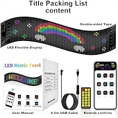 abordables 123496-Panneau LED programmable intelligent pour voiture, panneau LED flexible et lumineux à défilement pour voiture, application Bluetooth, animations RVB, texte, graffiti, message publicitaire avec