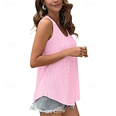 economico Camicie-Per donna Camicie di cotone e lino Blusa Semplice Moderno Casual Senza Maniche Girocollo Top Regolari Quotidiano Uscire Asimmetrico Nero Bianco Rosa Estate