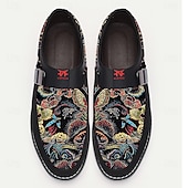 billiga Jacquard-skor-slip-on sneakers i svart och flerfärgad jacquard för män – snygga skor i jacquardtyg för casual och smart casual evenemang