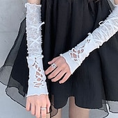 levne Rukávy a šála-rukavice lolita v baletním stylu bílé krajkové rukávy dámské tenké provedení letní ochrana před sluncem pikantní dívka ramínka dlouhé odhalené prsty