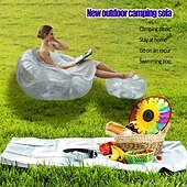 baratos Atividade ao Ar Livre-sofá inflável com lantejoulas sofá preguiçoso sofá-cama inflável para áreas externas com combinação de apoio para os pés sofá-cadeira transparente com lantejoulas adequado para camping e caminhadas