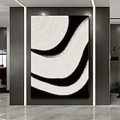 preiswerte Abstrakte Gemälde-Ölgemälde handgemalt schwarz weiß Ölgemälde Wabi Sabi Wandkunst 2er Set beige schwarz und weiß abstrakte Malerei auf Leinwand ein Paar beige Textur Wandkunst neutrale abstrakte Wandkunst Boho Wand