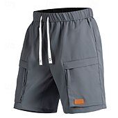 preiswerte Klassiker-Herren Cargo-Shorts Shorts Sommershorts Kordelzug Elastischer Bund Reißverschlusstasche Einfach Komfort tragbar Knielang Outdoor Sport Täglich Mode Lässig Schwarz Armeegrün