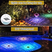 abordables Éclairage subaquatique-Lampes solaires sous-marines flottantes pour piscine, avec changement de couleur RVB, rechargeables, motif poisson, éclairage extérieur IP67 avec 6 modes d&#039;éclairage pour piscine creusée, jacuzzi,