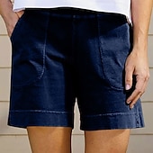 economico Pantaloncini in lino di cotone-Per donna Pantaloncini in cotone e lino Shorts Pantaloni Eleganti Casual Corto Naturale Semplice Tasca Elastico in vita Comodo All&#039;aperto Quotidiano Ferie Vinaccia Grigio Nero Bianco Estate