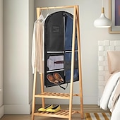 voordelige Kledingzak &amp; Deksel-Kledinghoes voor kostuums met 4 zakken en gesp, 110 x 60 cm, opvouwbare reishoes van non-woven materiaal met handvat, stofdichte opbergtas voor herenjas, jack, kinderkleding
