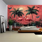billiga Ocean Beach Gobeläng-Tropisk palmtree flamingo hängande tapestry väggkonst stor tapestry mural dekoration fotografisk bakgrund filt gardin hem sovrum vardagsrumsdekoration