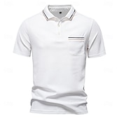 preiswerte Herren Elite Polo-Herren Farbblock Polo Strick-Polopullover Kurzarm Umlegekragen Formell Arbeit Sport &amp; Outdoor Stripe-Trim Streifen Rein Frühling Ganzjahres Weiß Dunkelrot Dunkelmarine