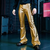 preiswerte Freizeithosen-Herren Disco-Hosen Schlaghosen Hose Freizeithose Knöpfe Tasche Einfach Komfort Party Bühne Disco-Lichter Mode Lässig Gold Mikroelastisch