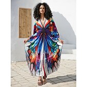 billige Kjoler-Halloween Kjoler Kaftan Stolthet Regnbue Fritid Voksne Dame Halloween Karneval Pride-parade Pride måned Enkle Halloween-kostymer Kle deg opp
