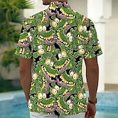 voordelige Vogels &amp; Dieren-Voor heren dier Krokodil Grappig Overhemd Hawaiiaans overhemd Overhemd met knopen Korte mouw Hawaii Vakantie Feestdagen Strand Kleding Zomer Lente Strijkijzer 3D-afdrukken shirts met kraag Voorste zak