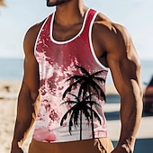 Herr Kokosnötspalm T-shirt Linne Ärmlös T-shirt 3D-tryck Rund hals Skjorta Semester Ledigt Hawaiisk Helgdag Blå Röd Grön Sommar Vår Kläder S M L XL XXL XXXL billiga 3d-linnen för herrar-Herr Kokosnötspalm T-shirt Linne Ärmlös T-shirt 3D-tryck Rund hals Skjorta Semester Ledigt Hawaiisk Helgdag Blå Röd Grön Sommar Vår Kläder S M L XL XXL XXXL