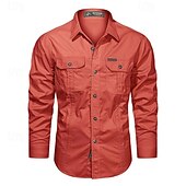economico Camicie da lavoro da uomo-Per uomo Camicia Camicia Estiva Camicia casual Camicia con Bottoni Camicia cargo Nero Bianco Rosso Blu marino scuro Kaki Manica Lunga Semplice Colletto a Camicia Vacanza Camicia hawaiana Tasca