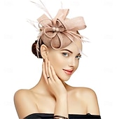 tanie Fascynatory i kapelusze-Stroik Sinamay Kapelusz Fedora Ślub Wieczorna impreza Herbaciane przyjęcie Wyścigi konne koktajl Zabytkowe Śłodkie Z Pióro Kwiaty Winieta Nakrycia Głowy