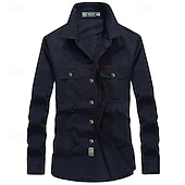 economico Camicie da lavoro da uomo-Per uomo Camicia Camicia Estiva Camicia casual Camicia con Bottoni Camicia cargo Nero Bianco Rosso Blu marino scuro Kaki Manica Lunga Semplice Colletto a Camicia Vacanza Camicia hawaiana Tasca