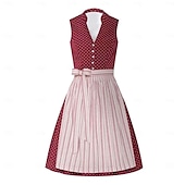 olcso Dirndl-Oktoberfest Ruhák Dirndl Trachtenkleader Októberi fesztivál bajor Wiesn Meadows Női Hagyományos stílusú ruha Ruha Kötény Blúz nélkül