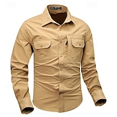 economico Camicie da lavoro da uomo-Per uomo Camicia Camicia Estiva Camicia casual Camicia con Bottoni Camicia cargo Nero Kaki Verde militare Beige Manica Lunga Semplice Colletto a Camicia Vacanza Camicia hawaiana Tasca Abbigliamento