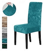 abordables Funda para silla de comedor-2 fundas elásticas de terciopelo para silla de comedor, fundas protectoras para silla con banda elástica para comedor, ceremonia de boda, banquete, decoración del hogar.