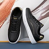 levne Pánské tenisky-pánské bílé tenisky - materiál z umělé kůže se zlatými akcenty, stylový design pro denní nošení i běžné události