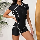 abordables Lycra de surf-Femmes Maillot Anti UV Maillot de bain 1 pièce Protection Solaire UV UPF50+ Léger Manche Courte Spandex Maillot de Bain maillot de bain Natation Surf Plage Sports Nautiques Été Printemps Automne
