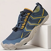 abordables Zapatillas Informales-Hombre Zapatillas de deporte zapatos descalzos Antideslizantes Barranquismo Casual Cuero PU Malla Transpirable Cómodo Antideslizante Cordones Negro / Rojo Negro Azul Real Verano Primavera