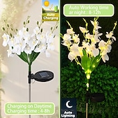 abordables Éclairage paysager-Lot de 2 lampes solaires d&#039;extérieur étanches en forme de fleurs, luminaire décoratif d&#039;extérieur, idéal pour un jardin, une terrasse, une cour, un sentier ou des vacances