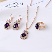 baratos Presentes-Conjunto de joias para presente para mulheres, colar elegante, brincos, anel em caixa de presente, presente perfeito para mãe, esposa, namorada, dia das mães, dia dos namorados, natal, aniversário