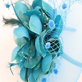 billiga Hattar och fascinators-fascinators hatt för kvinnor teparty headpiece bröllop cocktail blomma mesh fjädrar hårklämma 20-tal flapper fascinators