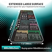 お買い得  家庭用品-Excel チートシート デスクマット、ショートカット付き XL マウスパッド、31.5&quot;x11.8&quot; または 35.4&quot;x15.7&quot;、デスクプロテクター、滑り止め、防水、オフィスワーク &amp;プロフェッショナル向けのゲーム、生産性ギフト &amp;学生