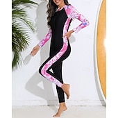 abordables Lycra de surf-Femmes Combinaison de Plongée Rash Guard Protection Solaire UV UPF50+ Léger manche longue Spandex Maillot de Bain maillot de bain ​fermeture éclair sur le devant Natation Surf Plage Sports Nautiques