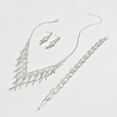 abordables Parures de Bijoux-Ensembles de bijoux de mariée 1 ensemble en alliage de diamant imitation 1 bracelet boucles d&#039;oreilles collier ensemble de bijoux élégants pour femmes pour mariage invité de mariage fête tenue de
