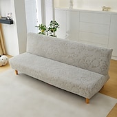 ieftine Futon Sofa Cover-țesătură jacquard husă canapea extensibilă fără brațe huse canapea protector elastic husă bancă