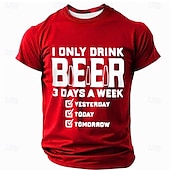 お買い得  メンズおもしろTシャツ-メンズショートスリーブグラフィックTシャツ ビール愛好家のための面白い「私がビールを飲むのは週に3日だけ」ユーモア