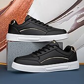 levne Pánské tenisky-pánské bílé tenisky - materiál z umělé kůže se zlatými akcenty, stylový design pro denní nošení i běžné události